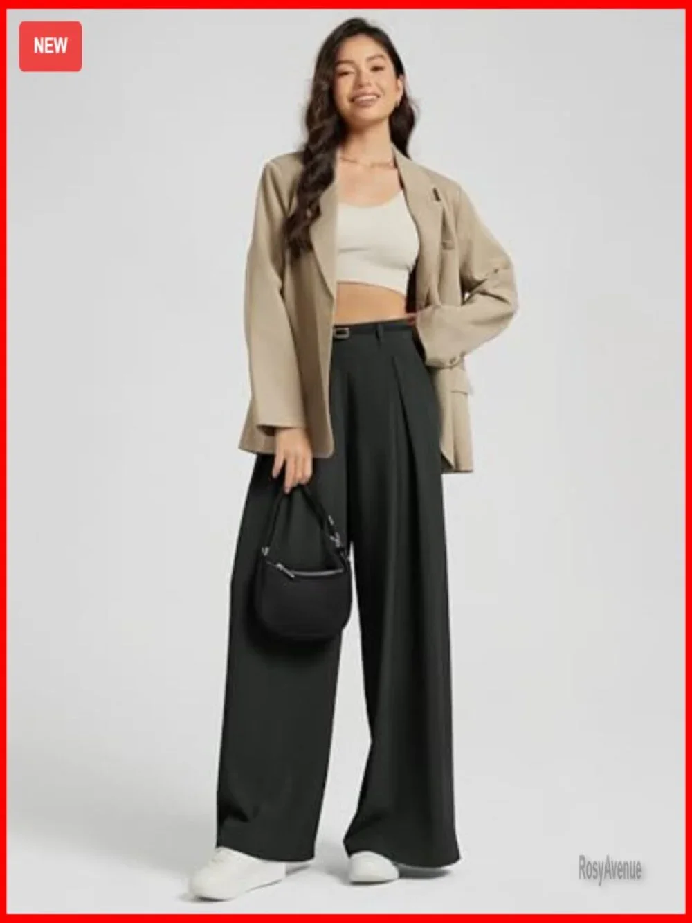 Lightweight Chiffon Wide Leg Pants High Waist Pleated with Pockets - Picture 3 of 7